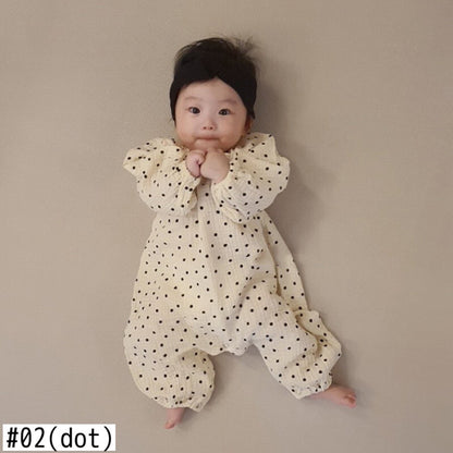 -ベビー くま みずたま  長袖ルーズロンパース【mh0000348】 - mamahalo shop - 長袖ロンパース -  べビー服 - 子供服 - 男の子 - 女の子