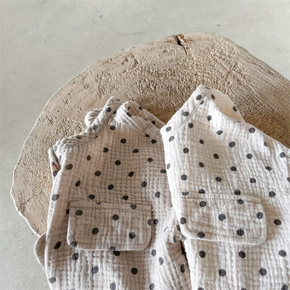 -キッズ みずたま ノーカラー 半袖 シャツ ブラウス トップス - mamahalo shop - 半袖シャツ・ブラウス -  べビー服 - 子供服 - 男の子 - 女の子