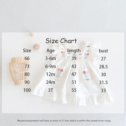 -☺︎ ベビー フラワー 刺繍 レース ノースリーブ ワンピース - mamahalo shop - ノースリーブワンピース -  べビー服 - 子供服 - 男の子 - 女の子