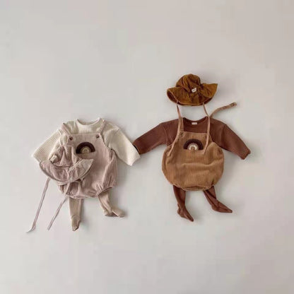 -ベビー コーデュロイ レインボー ロンパース - mamahalo shop - ノースリーブロンパース -  べビー服 - 子供服 - 男の子 - 女の子