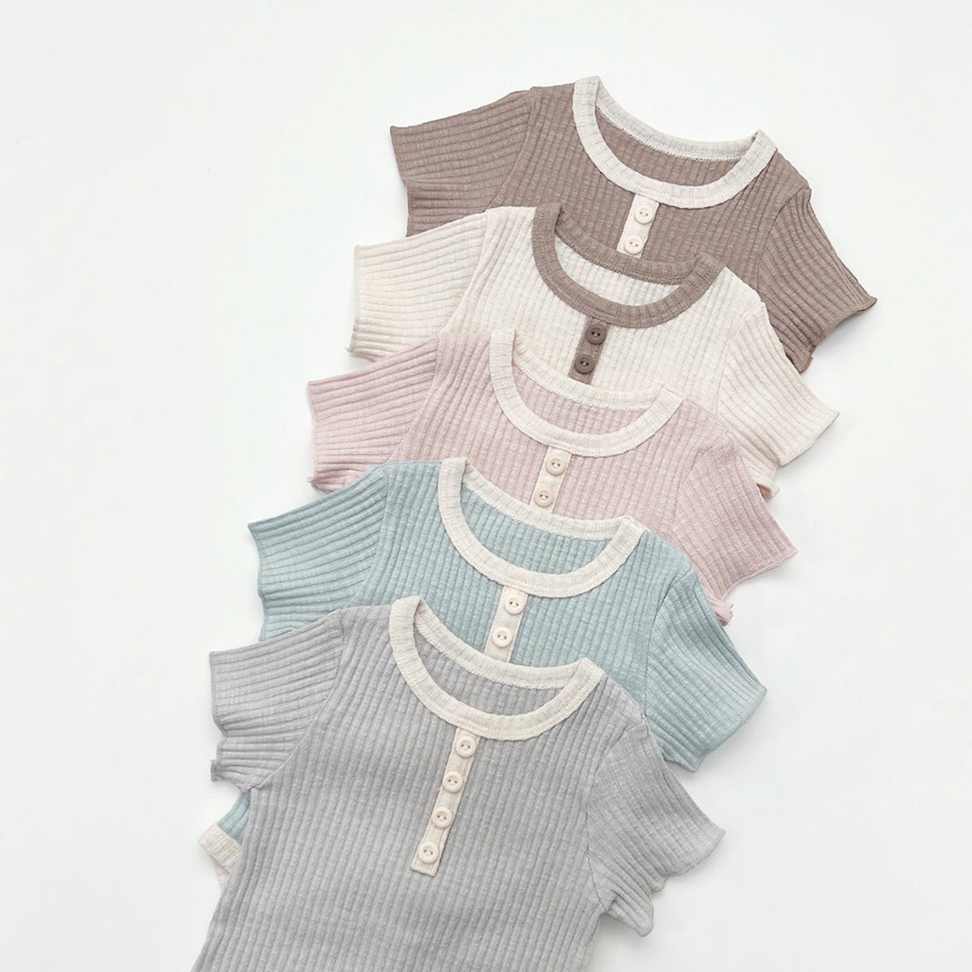 -ベビー リブ 半袖 ロンパース【mh0000777】 - mamahalo shop - 半袖ロンパース -  べビー服 - 子供服 - 男の子 - 女の子