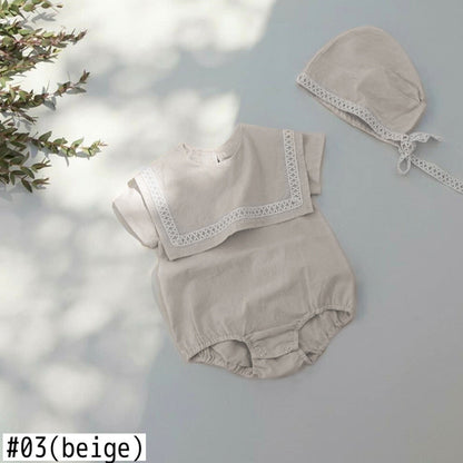 -ベビー セーラーカラー ロンパース 帽子 セット【mh0000456】 - mamahalo shop - 半袖ロンパース -  べビー服 - 子供服 - 男の子 - 女の子