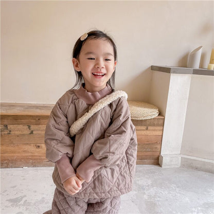 -キッズ キルティング ハイネック スウェット トレーナー【mh0000280】 - mamahalo shop - トレーナー・フーディ -  べビー服 - 子供服 - 男の子 - 女の子