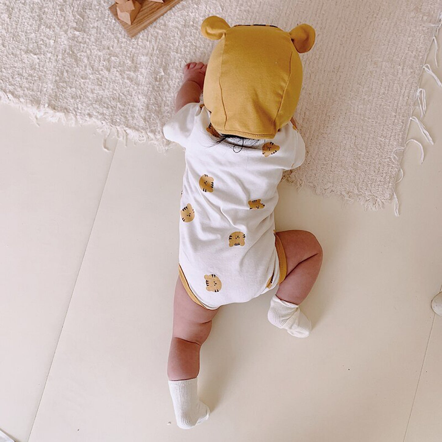 -☺︎ ベビー タイガー 虎 半袖 ロンパース 耳帽子 セット - mamahalo shop - 半袖ロンパース -  べビー服 - 子供服 - 男の子 - 女の子