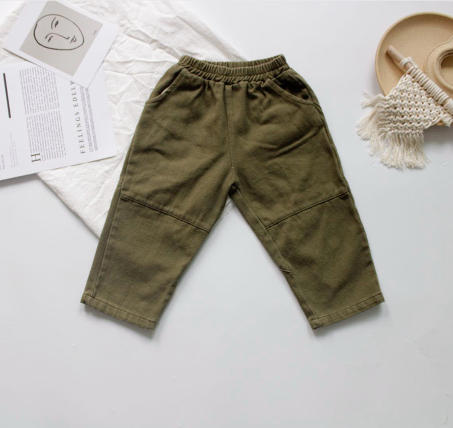 -キッズ コットンリネン パンツ【mh0000220】 - mamahalo shop - ロングパンツ・スウェットパンツ -  べビー服 - 子供服 - 男の子 - 女の子