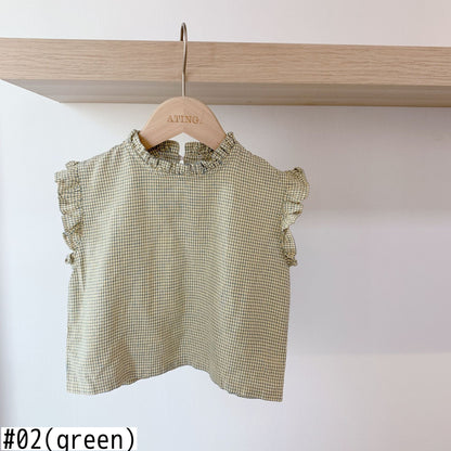 -キッズ ギンガムチェック ノースリーブ トップス - mamahalo shop - タンクトップ・キャミソール・ノースリーブトップス -  べビー服 - 子供服 - 男の子 - 女の子