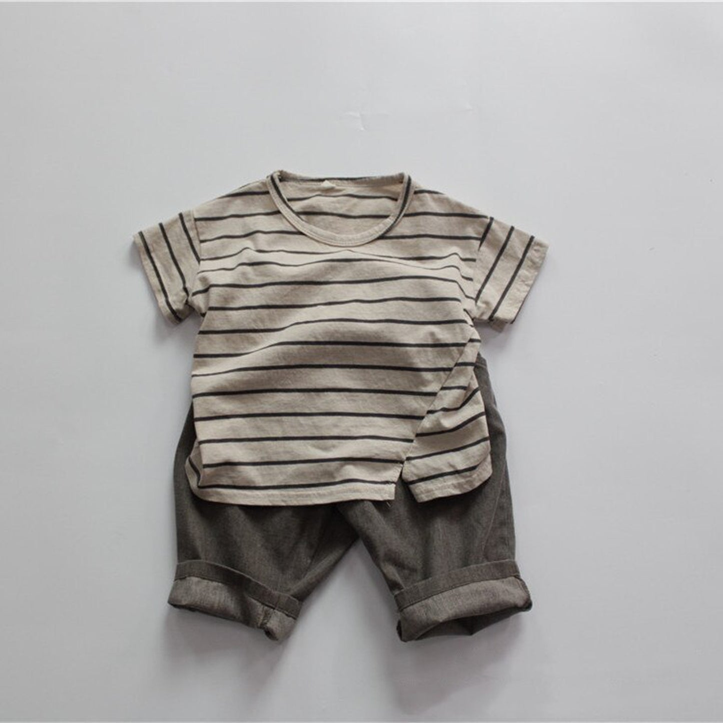 -キッズ ボーダー 半袖 Tシャツ - mamahalo shop - 半袖Tシャツ -  べビー服 - 子供服 - 男の子 - 女の子