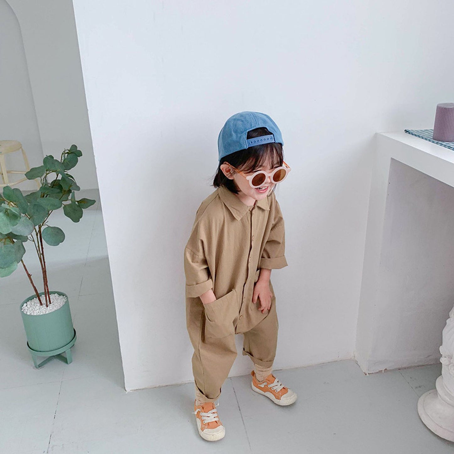 -キッズ デニム つなぎ オールインワン ジャンプスーツ【mh0000225】 - mamahalo shop - 長袖ジャンプスーツ -  べビー服 - 子供服 - 男の子 - 女の子