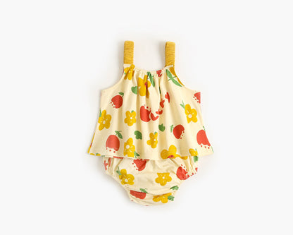 -ベビー フラワー セットアップ キャミソール トップス ブルマ パンツ - mamahalo shop - ノースリーブセットアップ -  べビー服 - 子供服 - 男の子 - 女の子