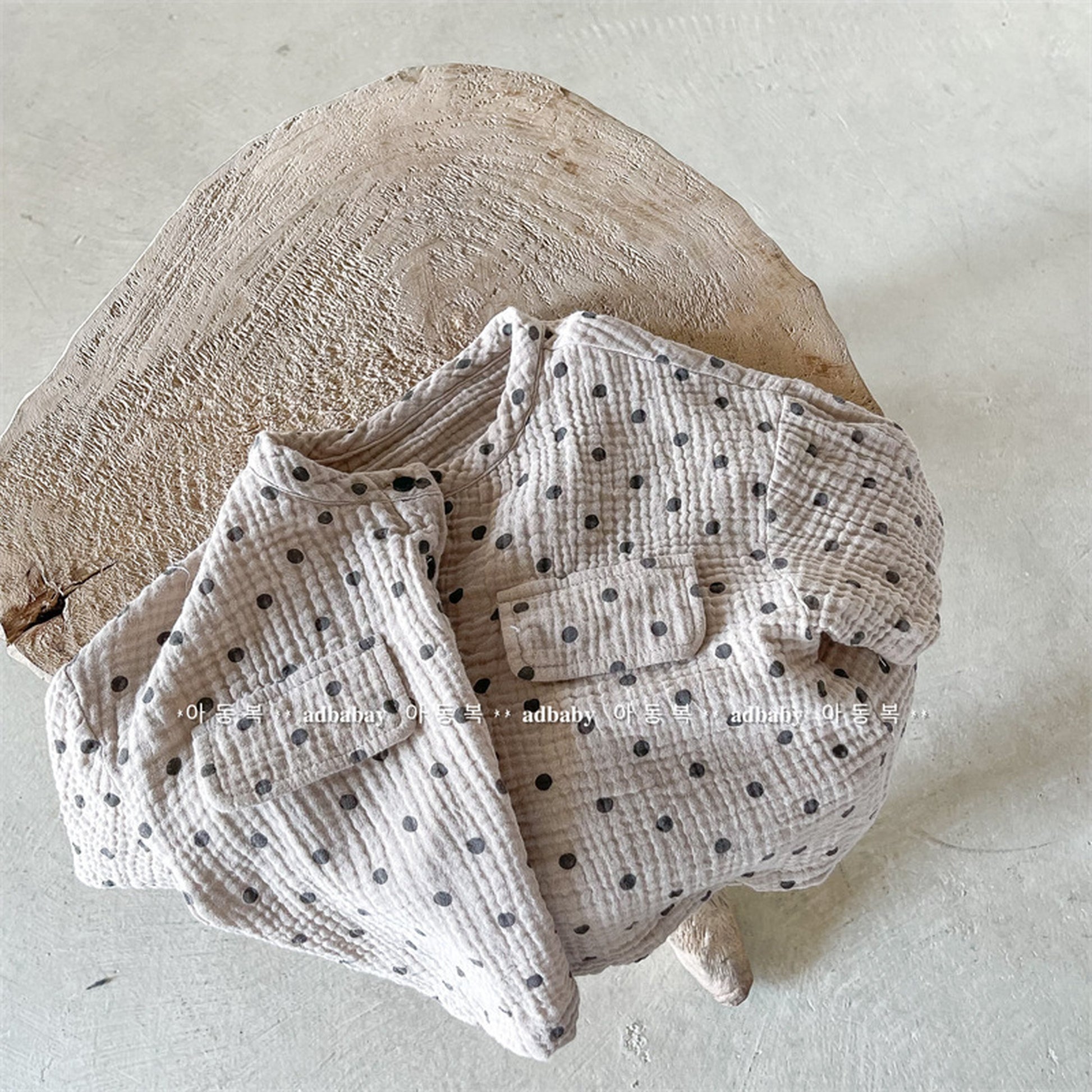 -キッズ みずたま ノーカラー 半袖 シャツ ブラウス トップス - mamahalo shop - 半袖シャツ・ブラウス -  べビー服 - 子供服 - 男の子 - 女の子