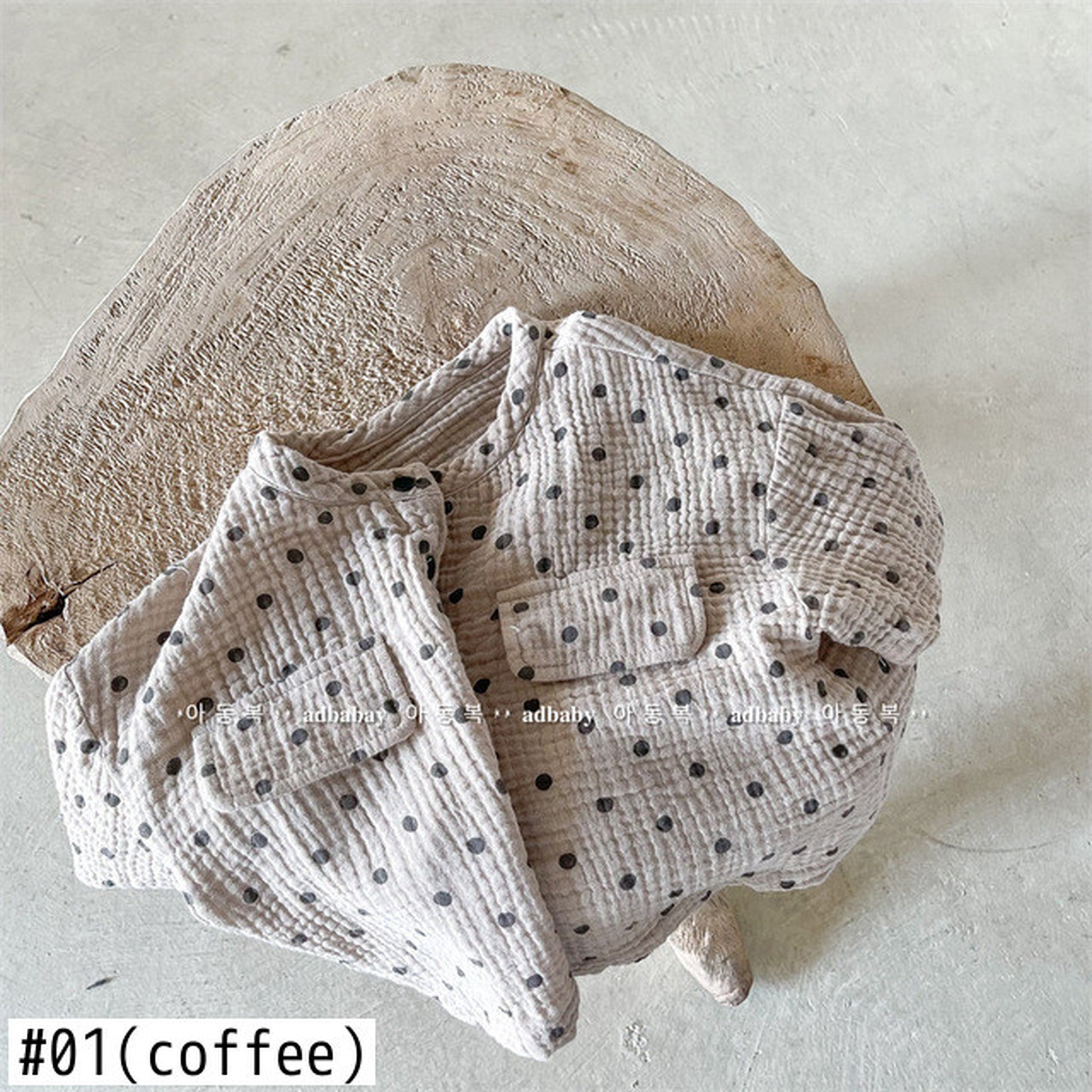 -キッズ みずたま ノーカラー 半袖 シャツ ブラウス トップス - mamahalo shop - 半袖シャツ・ブラウス -  べビー服 - 子供服 - 男の子 - 女の子