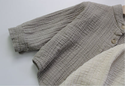 -キッズ コットンリネン シャツ - mamahalo shop - 長袖シャツ・ブラウス -  べビー服 - 子供服 - 男の子 - 女の子