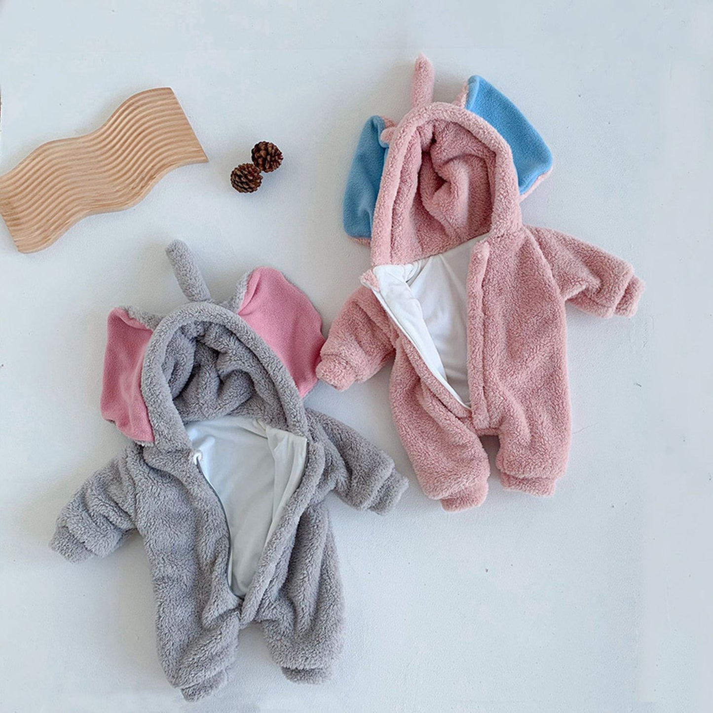 -ベビー ぞう 耳付き フーディ フリース アウター ジャンプスーツ【mh0000205】 - mamahalo shop - アウタージャンプスーツ -  べビー服 - 子供服 - 男の子 - 女の子