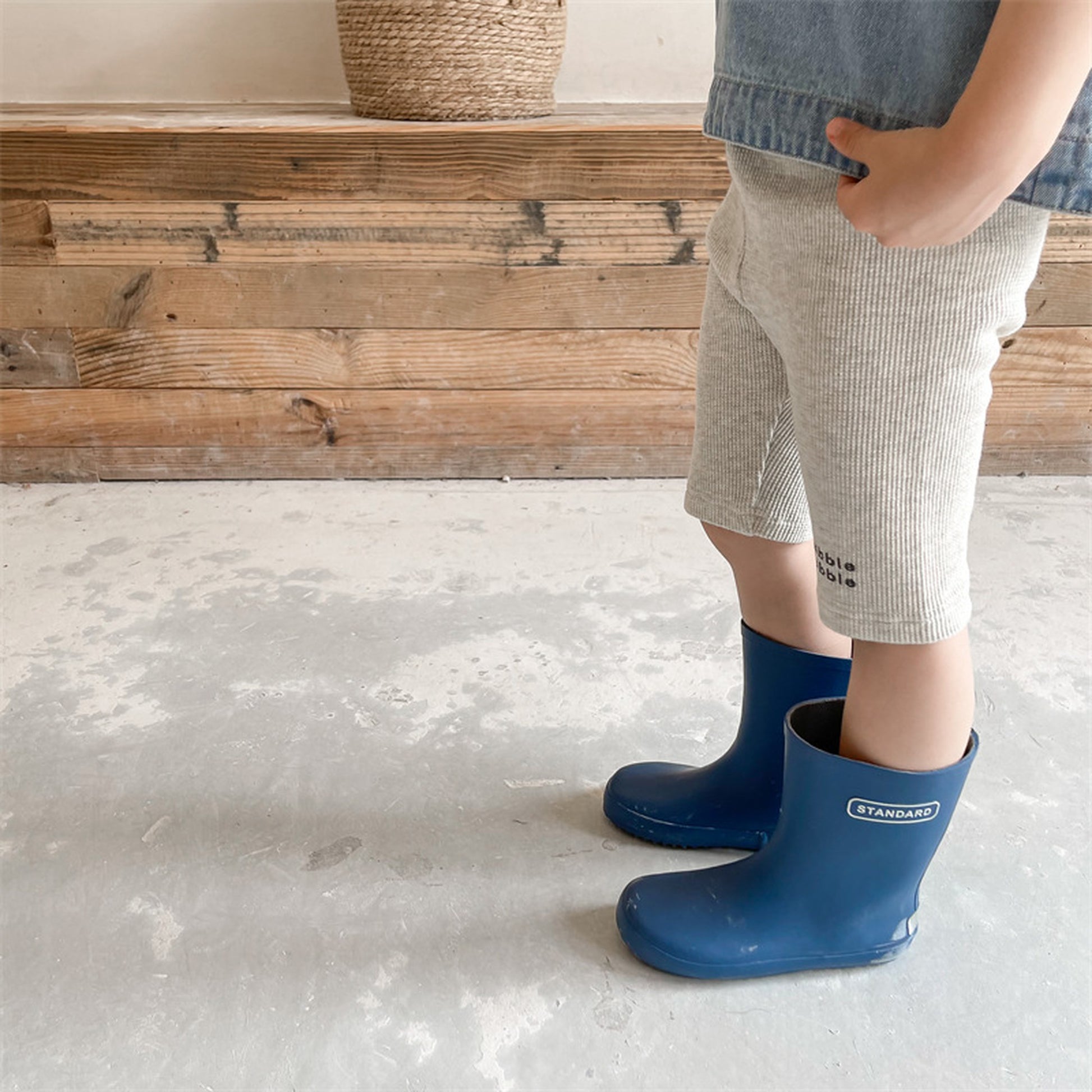 -キッズ レターロゴ ワッフル ハーフ レギンス パンツ - mamahalo shop - レギンスパンツ -  べビー服 - 子供服 - 男の子 - 女の子