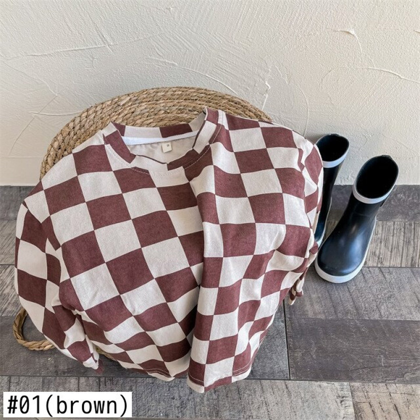 -キッズ ビッグ チェッカーチェック 長袖 Tシャツ - mamahalo shop - 長袖Tシャツ -  べビー服 - 子供服 - 男の子 - 女の子