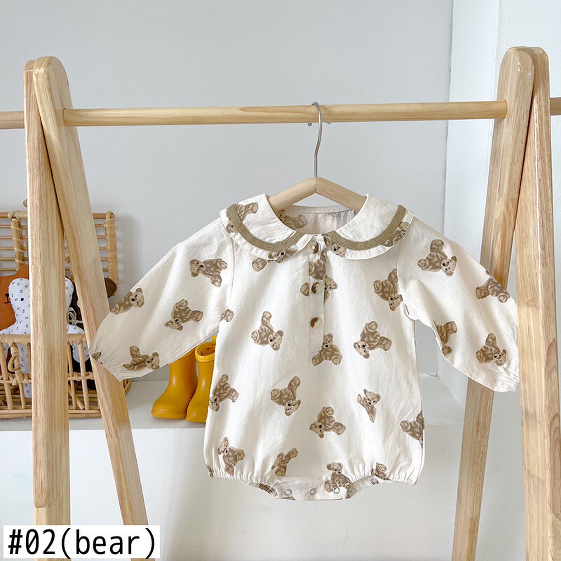 -ベビー くま みずたま 長袖ロンパース【mh0000053】 - mamahalo shop - 長袖ロンパース -  べビー服 - 子供服 - 男の子 - 女の子