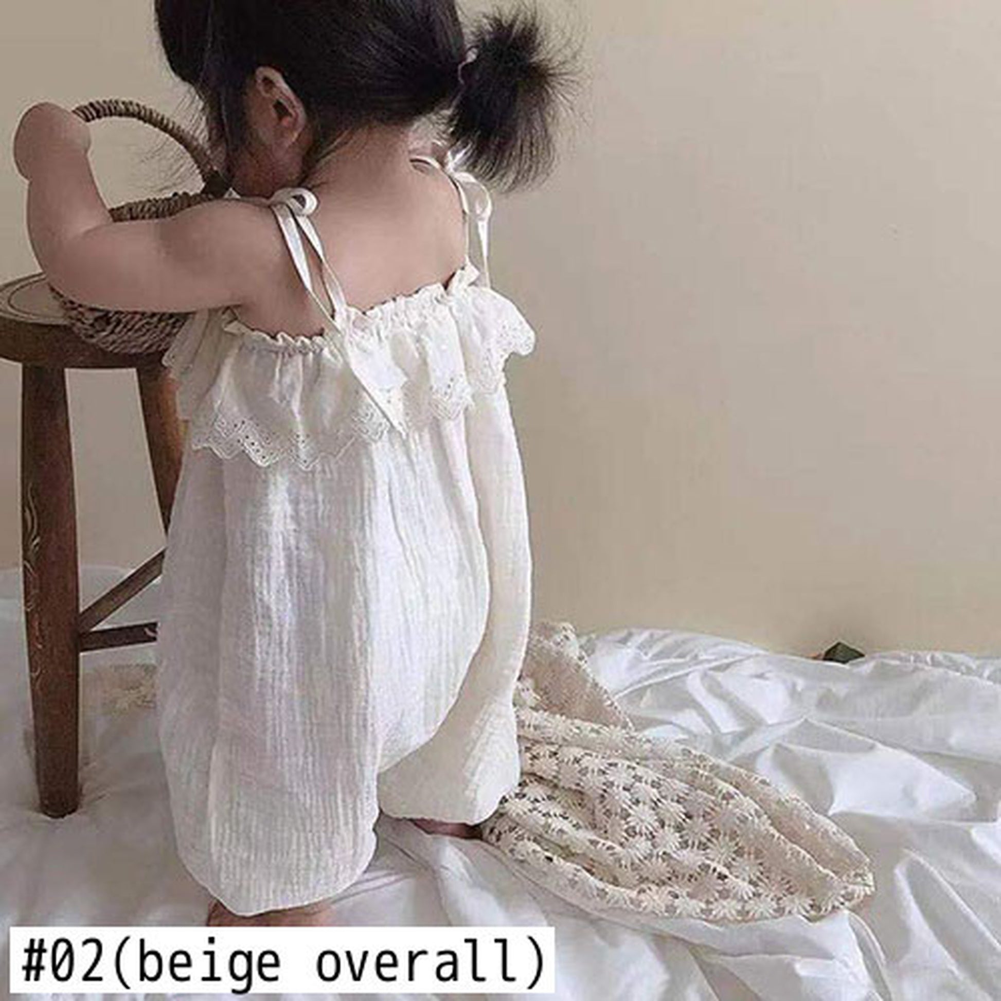 -☺︎ ベビー キャミソール ジャンプスーツ サロペット パンツ ホワイト - mamahalo shop - サロペットパンツ・サスペンダーパンツ -  べビー服 - 子供服 - 男の子 - 女の子