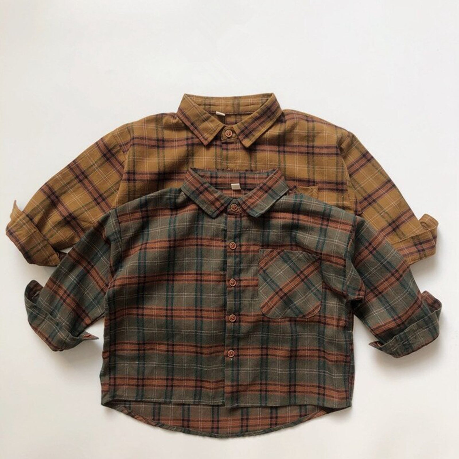 -キッズ チェック 長袖 シャツ トップス - mamahalo shop - 長袖シャツ・ブラウス -  べビー服 - 子供服 - 男の子 - 女の子