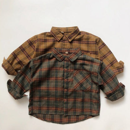 -キッズ チェック 長袖 シャツ トップス - mamahalo shop - 長袖シャツ・ブラウス -  べビー服 - 子供服 - 男の子 - 女の子