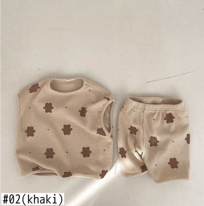 -キッズ くま セットアップ【mh0000448】 - mamahalo shop - ノースリーブセットアップ -  べビー服 - 子供服 - 男の子 - 女の子