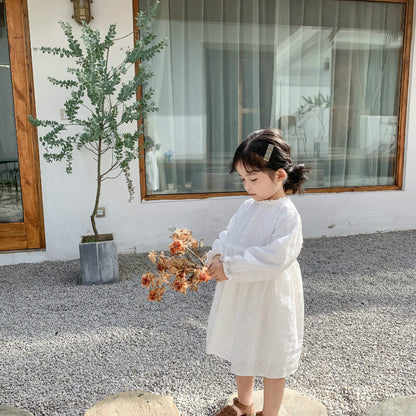 -キッズ フラワー 刺繍 ワンピース【mh0000229】 - mamahalo shop - 長袖ワンピース -  べビー服 - 子供服 - 男の子 - 女の子