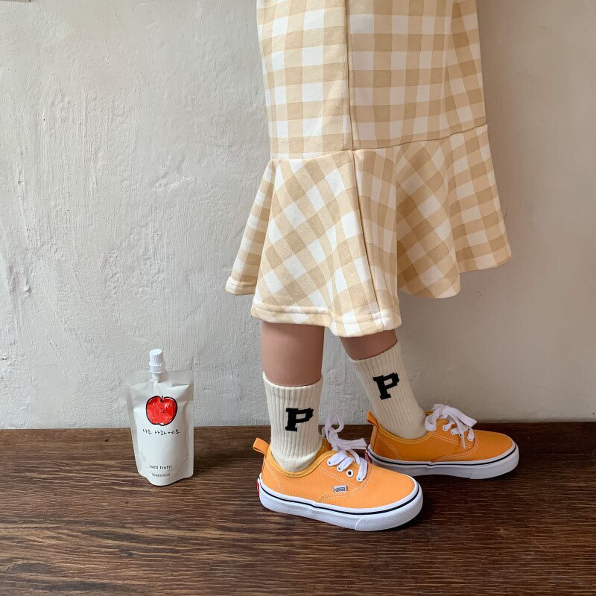 -キッズトップス ワンピース チェック 長袖Tシャツ 長袖フレアワンピース リンクコーデ 兄弟姉妹 お揃いコーデ ピンク/ベージュ/2カラー【mh0000062】 - mamahalo shop - 長袖ワンピース -  べビー服 - 子供服 - 男の子 - 女の子