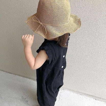 -ベビージャンプスーツ ノースリーブオーバーオール フリル つなぎ - mamahalo shop - ノースリーブジャンプスーツ -  べビー服 - 子供服 - 男の子 - 女の子