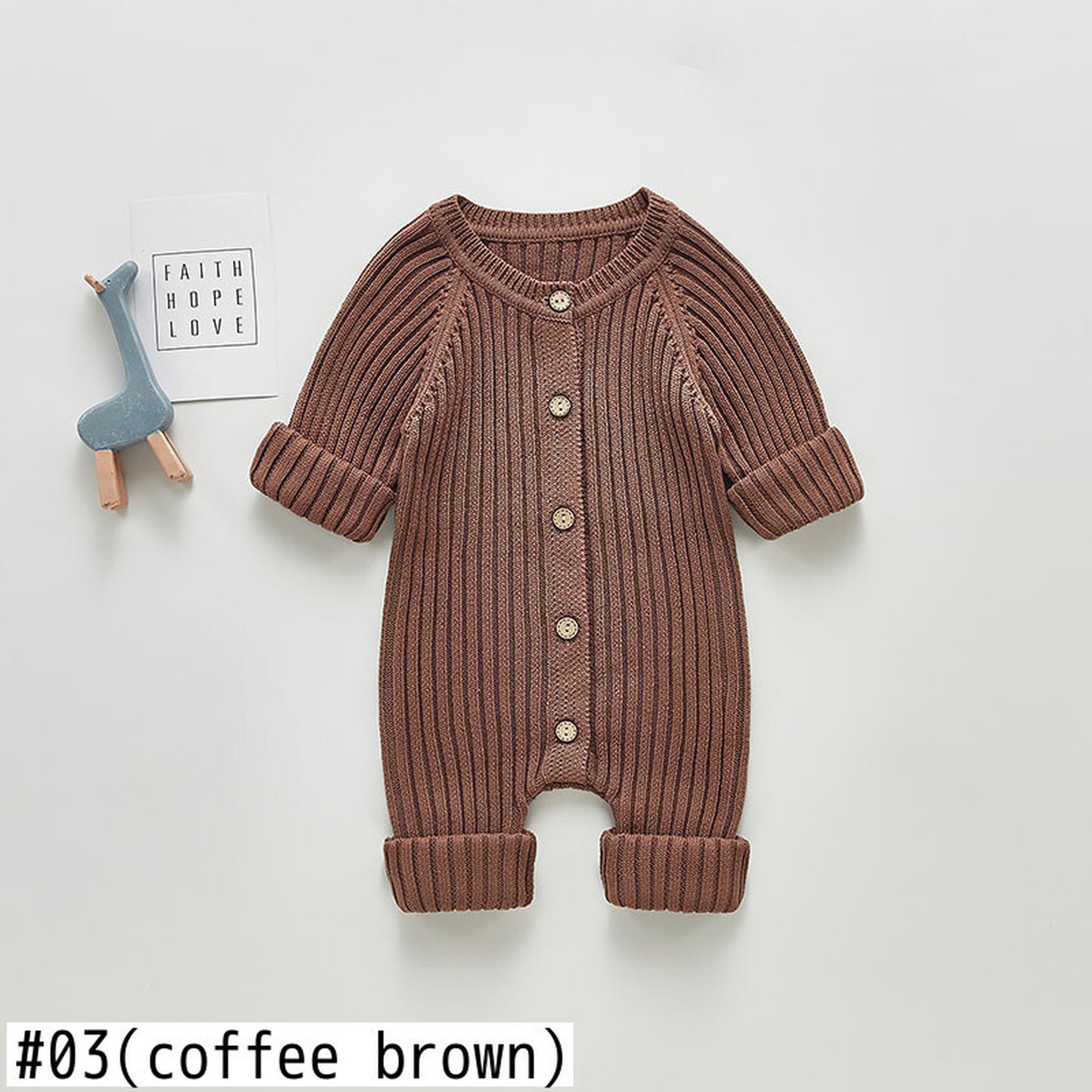 -ベビー ニット ジャンプスーツ 長袖ロンパース 3カラー - mamahalo shop - 長袖ジャンプスーツ -  べビー服 - 子供服 - 男の子 - 女の子