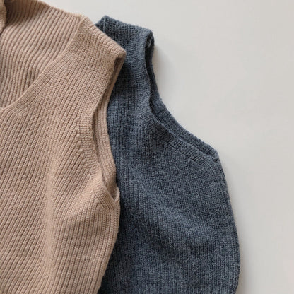 -キッズ ニットベスト シンプルベーシック 2カラー【mh0000235】 - mamahalo shop - ベスト -  べビー服 - 子供服 - 男の子 - 女の子
