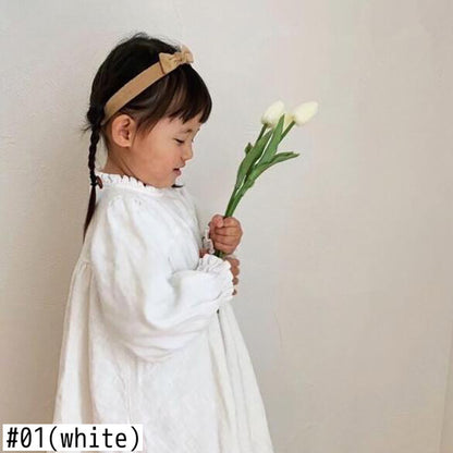 -キッズ フリルネック Aライン ワンピース【mh0000203】 - mamahalo shop - 長袖ワンピース -  べビー服 - 子供服 - 男の子 - 女の子