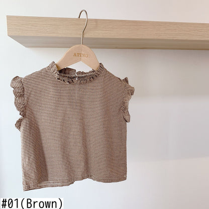 -キッズ ギンガムチェック ノースリーブ トップス - mamahalo shop - タンクトップ・キャミソール・ノースリーブトップス -  べビー服 - 子供服 - 男の子 - 女の子