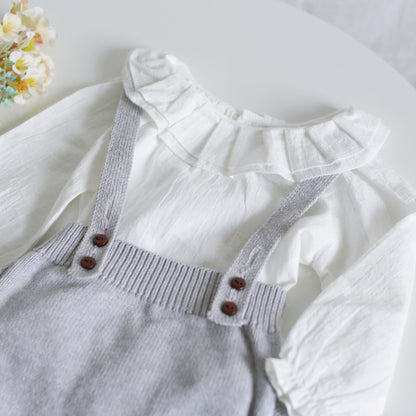 -ベビー フリル ニット サスペンダー ブルマ - mamahalo shop - ブルマパンツ -  べビー服 - 子供服 - 男の子 - 女の子