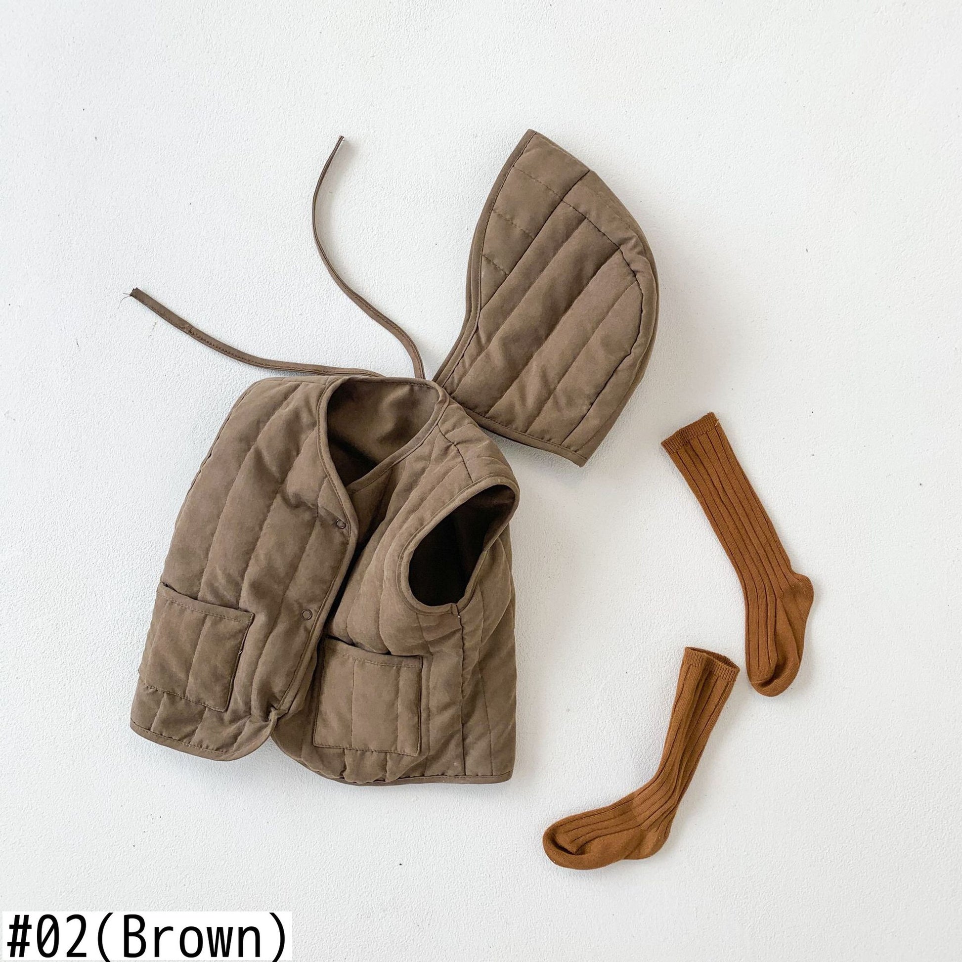 -ベビー キルティング ベスト 帽子 セット【mh0000242】 - mamahalo shop - ベスト -  べビー服 - 子供服 - 男の子 - 女の子