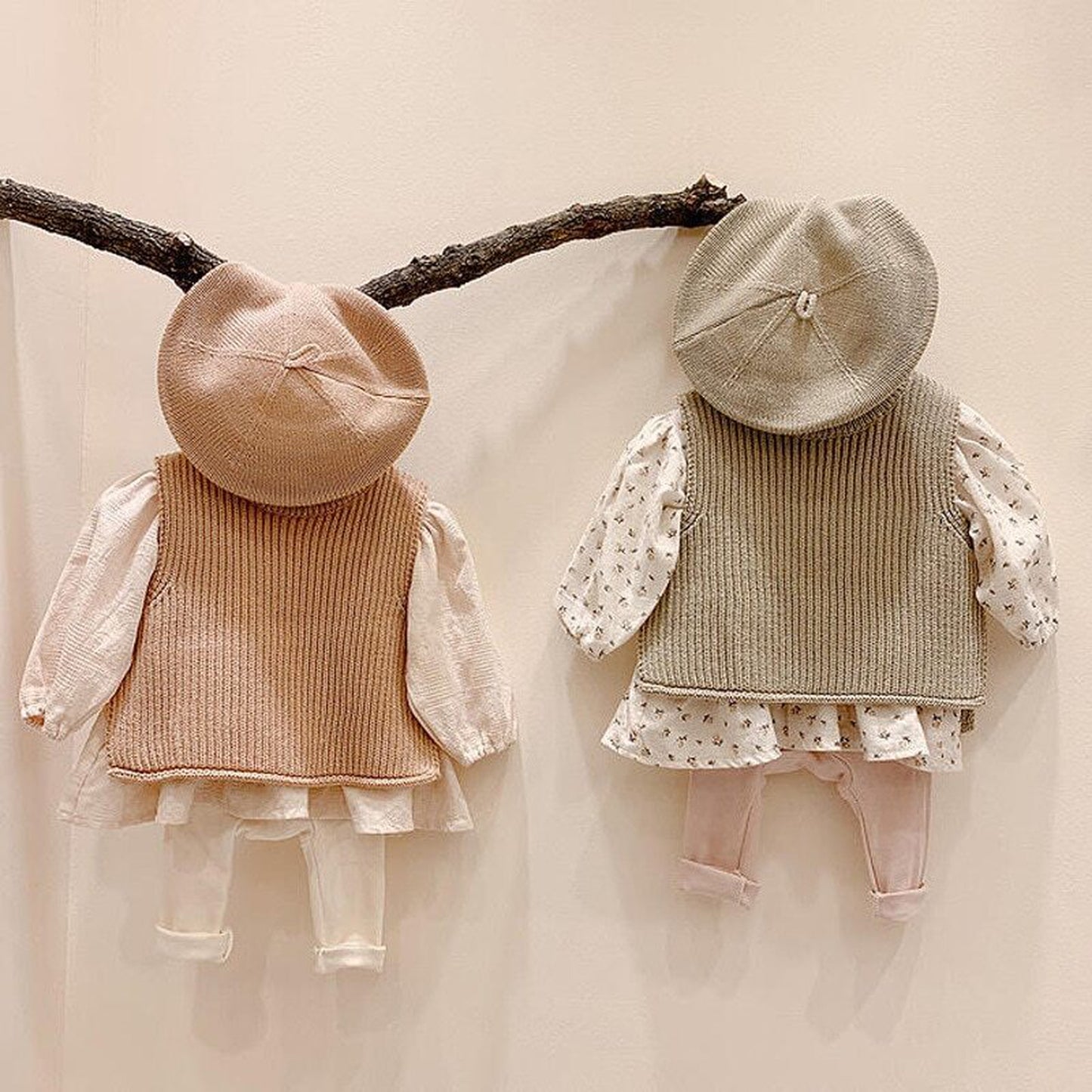 -ベビー ニット サイドオープン ベスト【mh0000314】 - mamahalo shop - ベスト -  べビー服 - 子供服 - 男の子 - 女の子