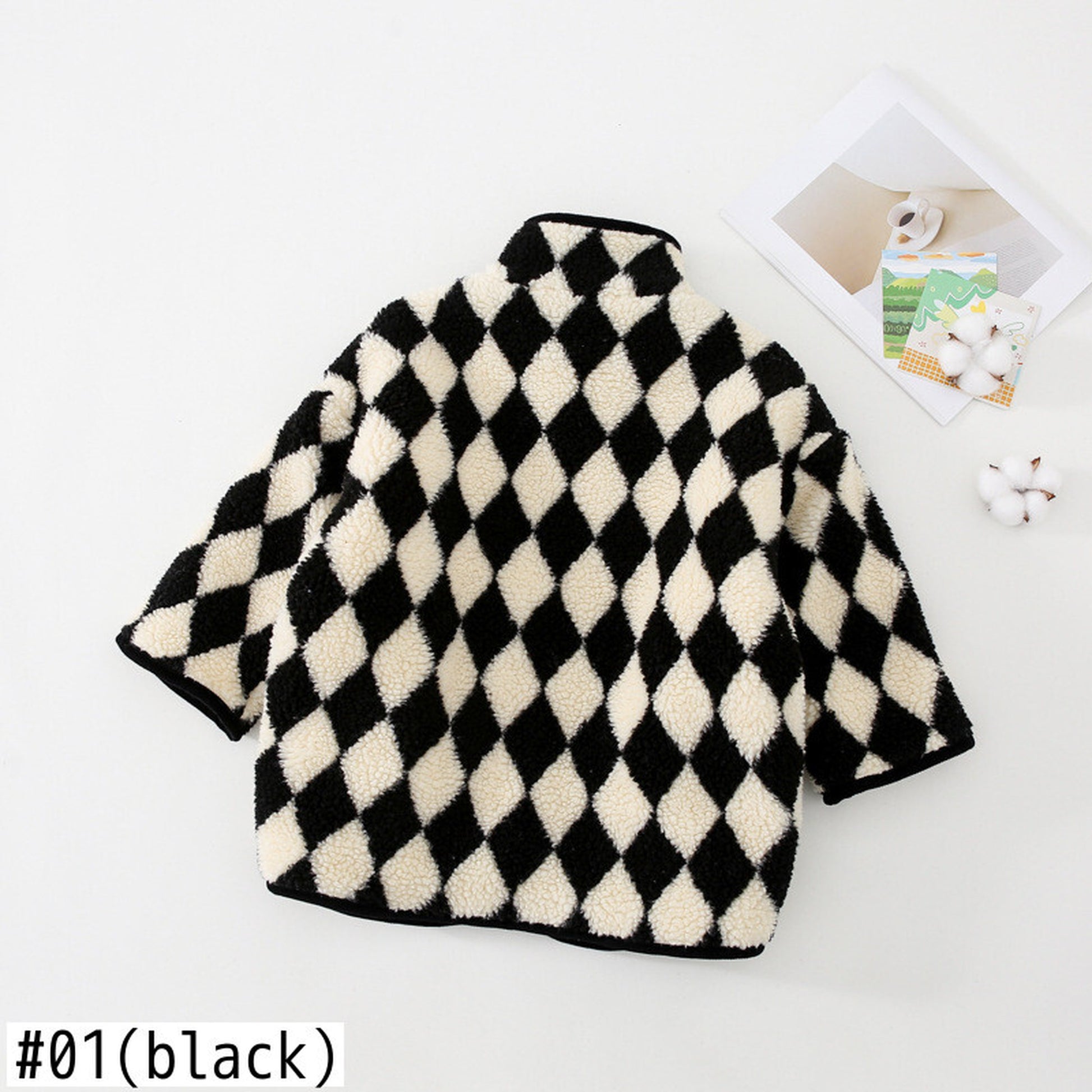 -キッズアウター ボアフリース ダイヤチェック ジャケット コート - mamahalo shop - ショートコート・ジャケット・ジャンパー -  べビー服 - 子供服 - 男の子 - 女の子