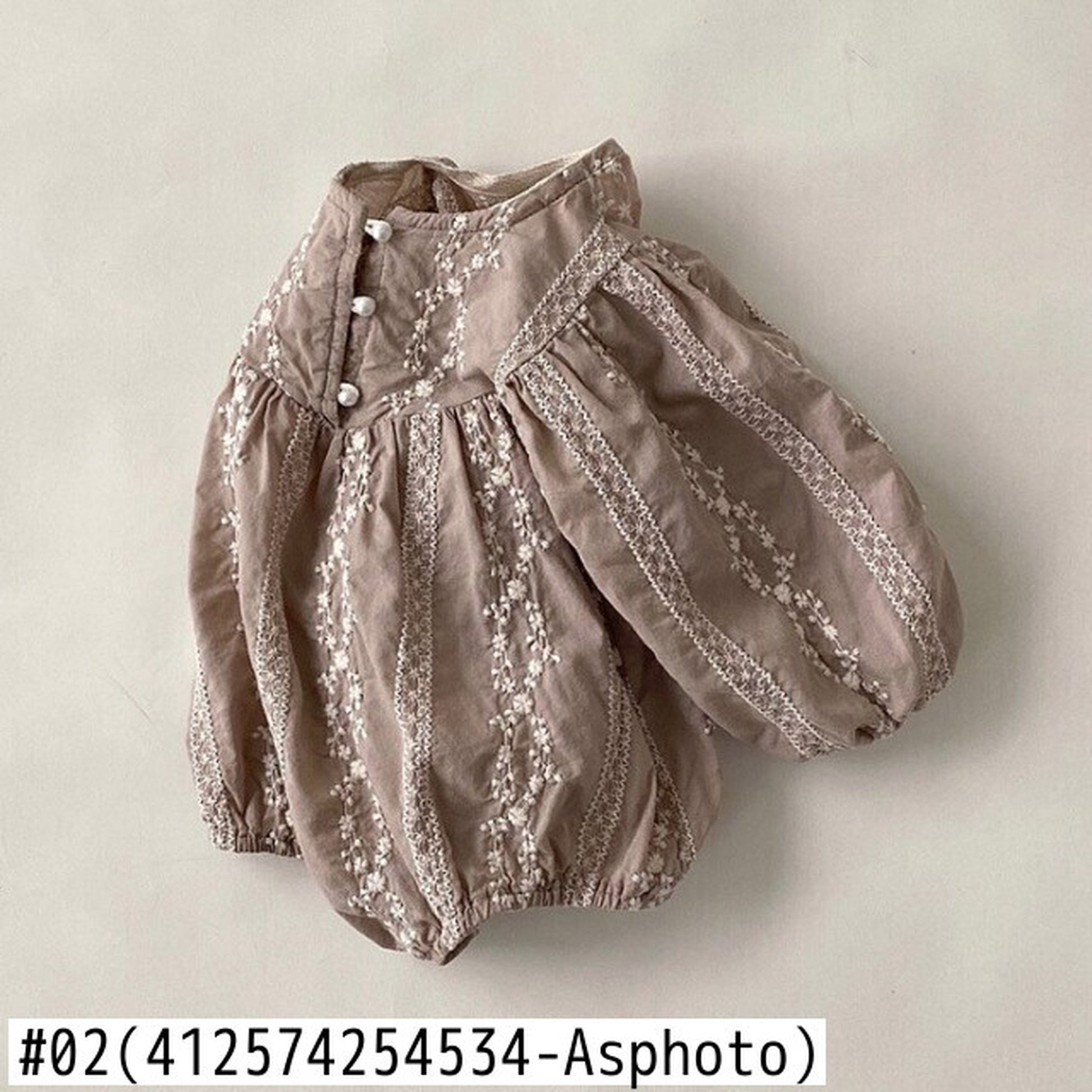 -ベビー フラワー 刺繍 長袖 ロンパース - mamahalo shop - 長袖ロンパース -  べビー服 - 子供服 - 男の子 - 女の子