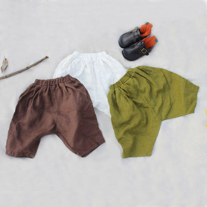 -キッズ コットンリネン パンツ【mh0000527】 - mamahalo shop - ハーフパンツ・ショートパンツ -  べビー服 - 子供服 - 男の子 - 女の子