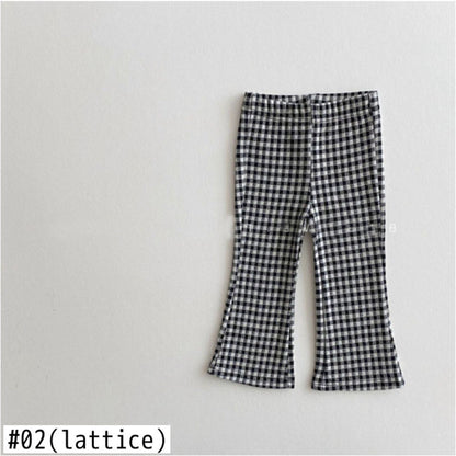 -ベビー キッズ レオパード チェック みずたま フレア パンツ - mamahalo shop - ロングパンツ・スウェットパンツ -  べビー服 - 子供服 - 男の子 - 女の子