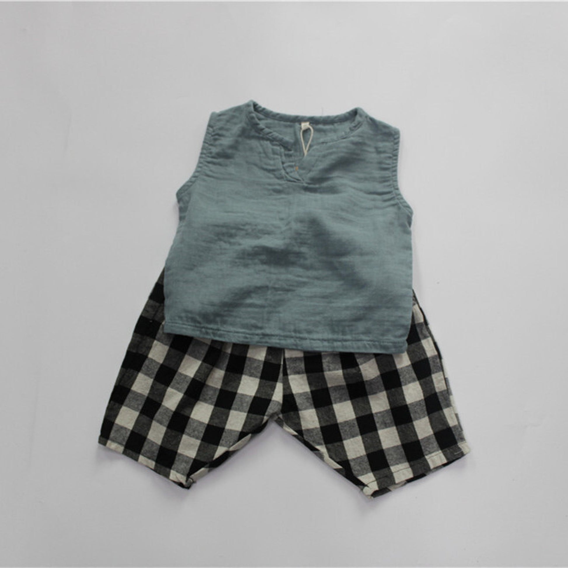 -キッズ チェック サマー パンツ - mamahalo shop - ハーフパンツ・ショートパンツ -  べビー服 - 子供服 - 男の子 - 女の子