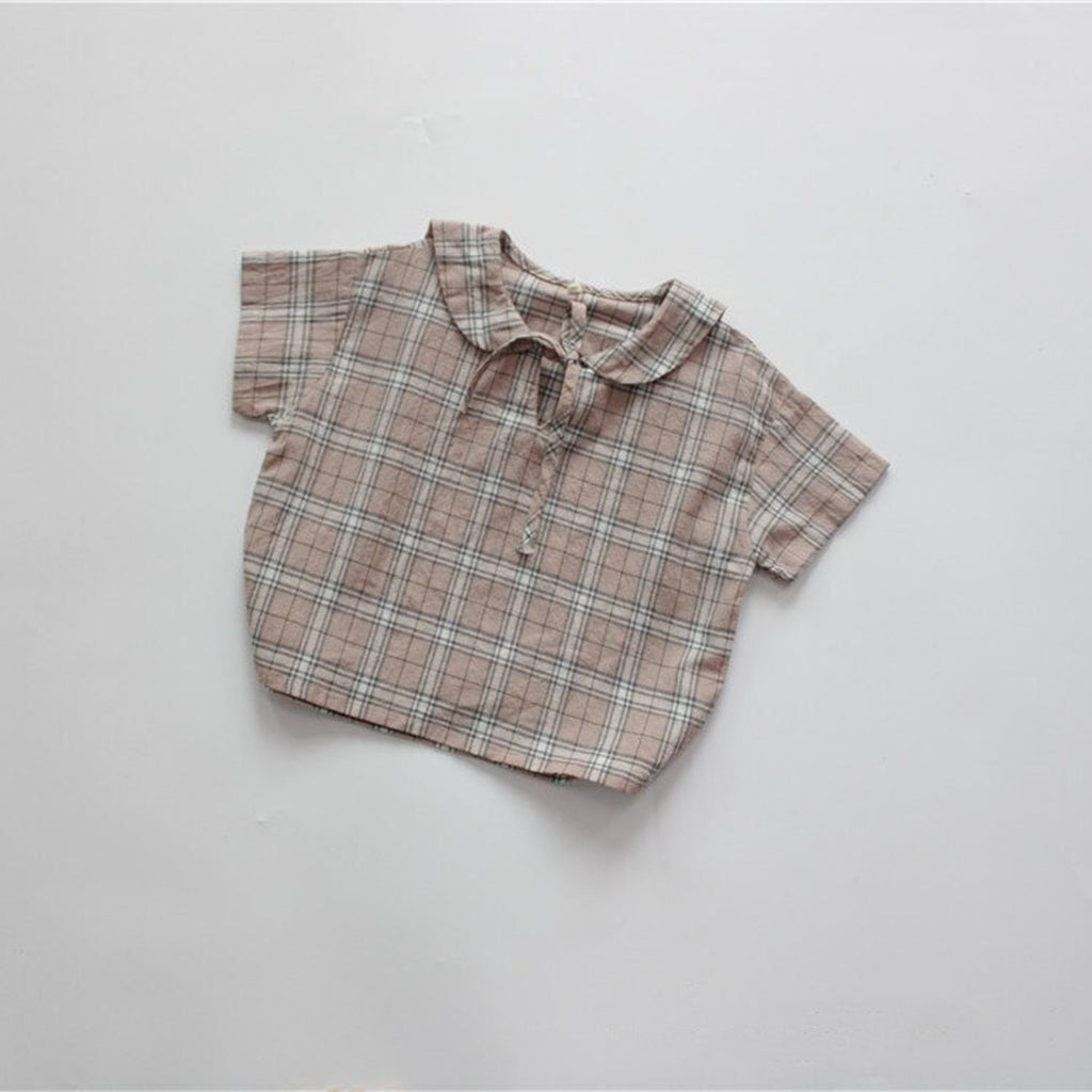 キッズ チェック リボン ブラウス 48902084 - mamahalo shop - 半袖シャツ・ブラウス - ベビー服 - 子供服 - 男の子 - 女の子