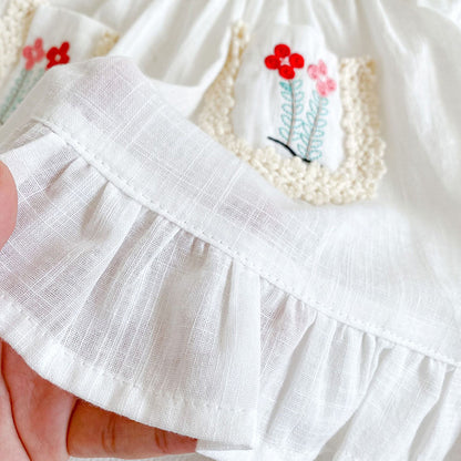 -☺︎ ベビー フラワー 刺繍 レース ノースリーブ ワンピース - mamahalo shop - ノースリーブワンピース -  べビー服 - 子供服 - 男の子 - 女の子