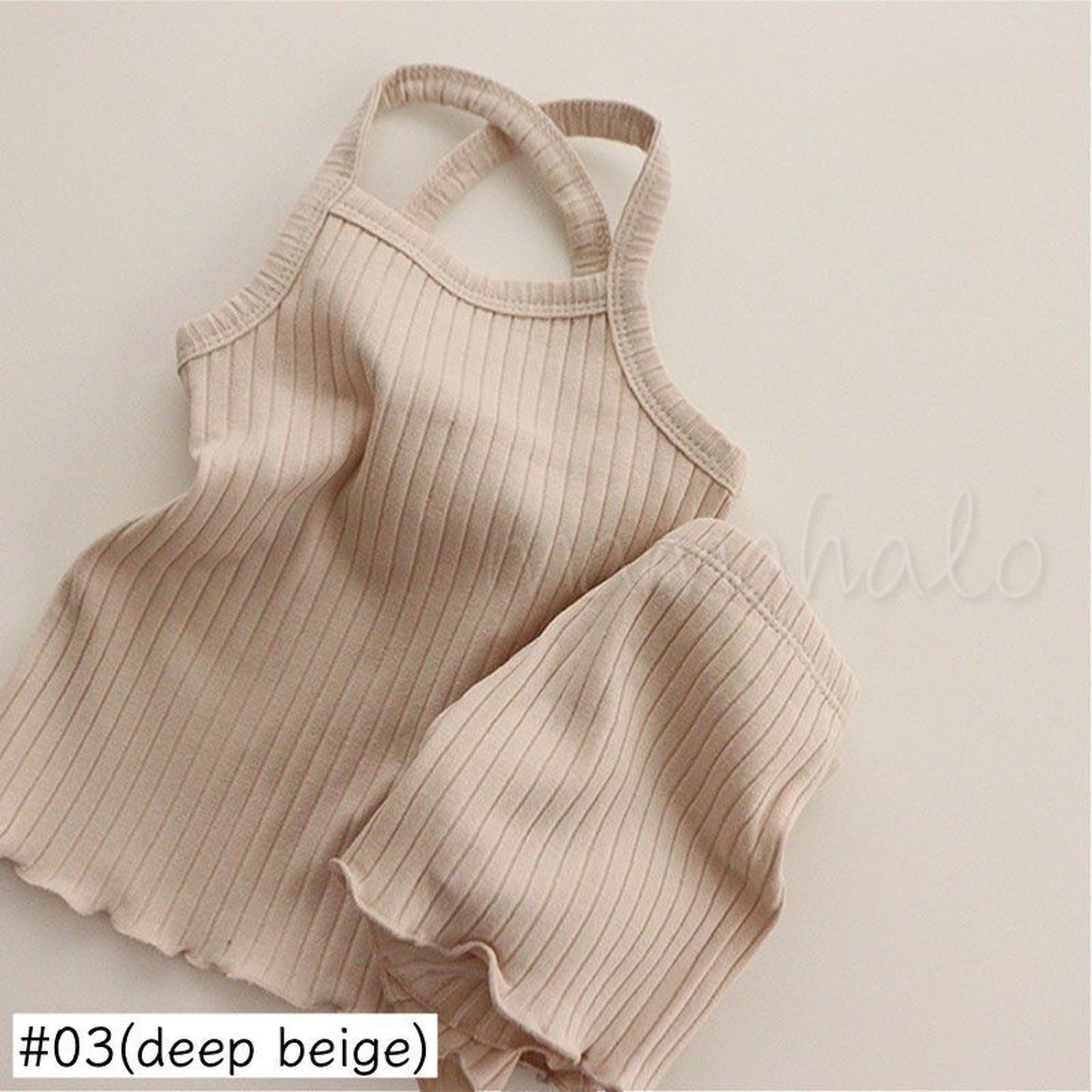 -ベビー キッズ セットアップ バッククロス キャミソール フリル パンツ【mh0000780】 - mamahalo shop - ノースリーブセットアップ -  べビー服 - 子供服 - 男の子 - 女の子