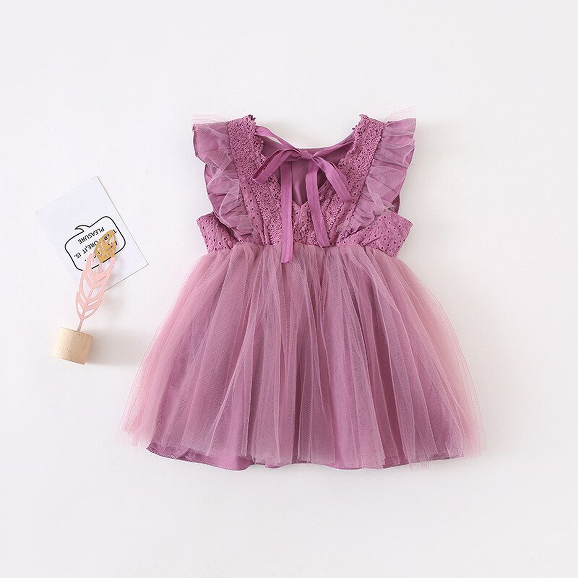 -キッズワンピース チュチュチュール ドレスワンピース フリルスリーブ ホワイト/パープル/2カラー - mamahalo shop - ノースリーブワンピース -  べビー服 - 子供服 - 男の子 - 女の子