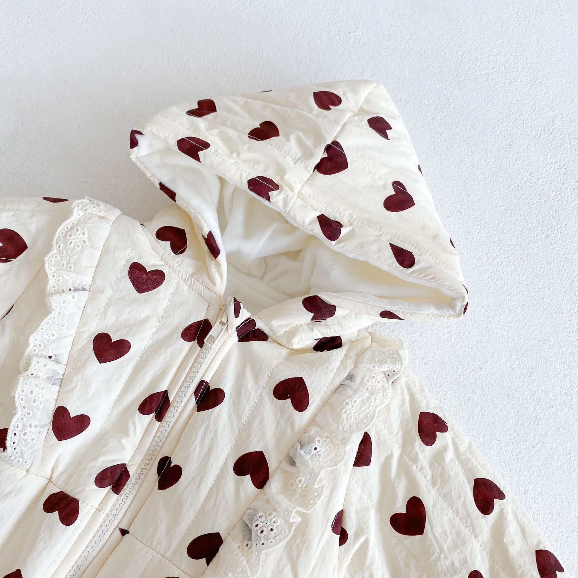 -ベビー ハート さくらんぼ チェリー フーディ アウター ジャンプスーツ - mamahalo shop - アウタージャンプスーツ -  べビー服 - 子供服 - 男の子 - 女の子