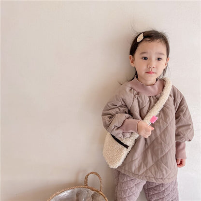 -キッズ キルティング ハイネック スウェット トレーナー【mh0000280】 - mamahalo shop - トレーナー・フーディ -  べビー服 - 子供服 - 男の子 - 女の子