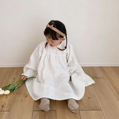 -キッズ フリルネック Aライン ワンピース【mh0000203】 - mamahalo shop - 長袖ワンピース -  べビー服 - 子供服 - 男の子 - 女の子