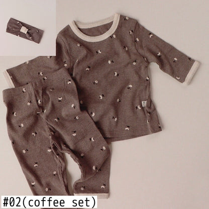 -ベビー フラワー セットアップ ロンパース トップス パンツ 帽子 ヘアバンド - mamahalo shop - ロンパースセットアップ -  べビー服 - 子供服 - 男の子 - 女の子