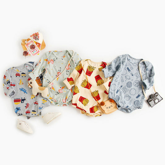 -ベビー ポテト くるま プリント 長袖 ロンパース【mh0000468】 - mamahalo shop - 長袖ロンパース -  べビー服 - 子供服 - 男の子 - 女の子