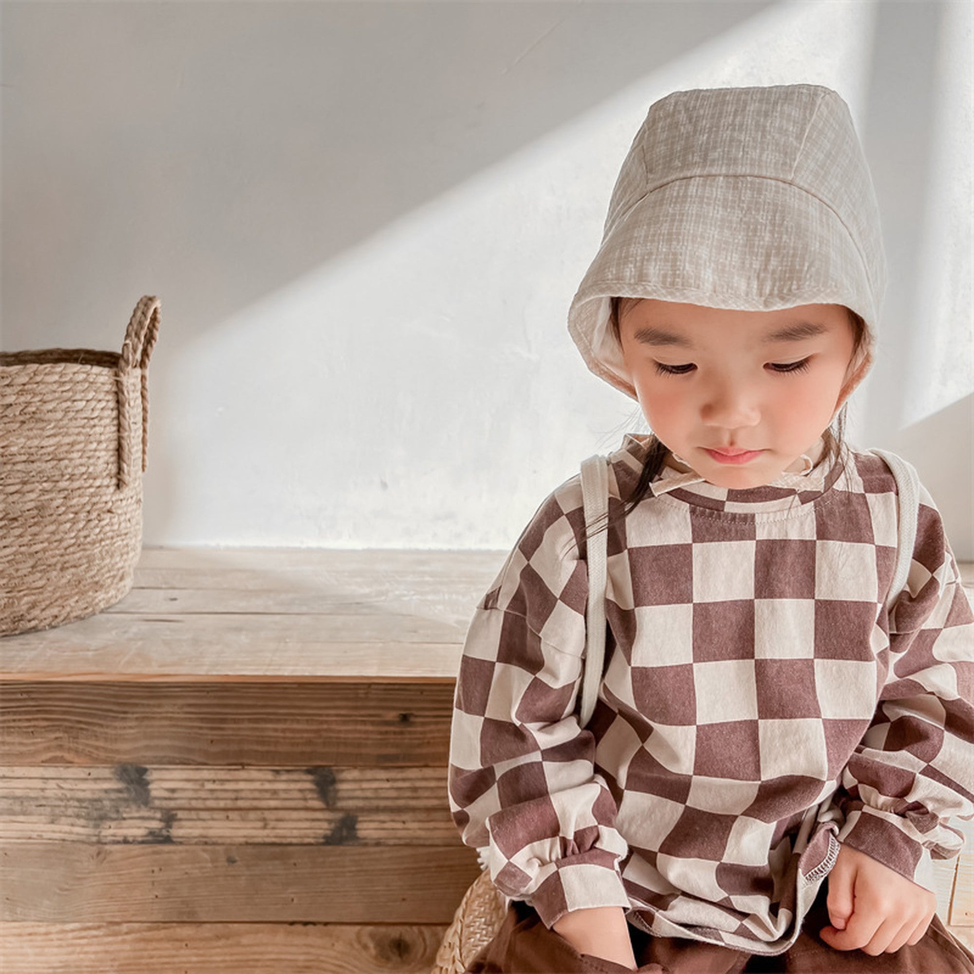 キッズ ビッグ チェッカーチェック 長袖 Tシャツ - mamahalo shop - 長袖Tシャツ - ベビー服 - 子供服 - 男の子 - 女の子