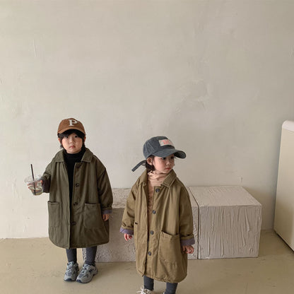 -キッズ 裏キルティング ロング コート【mh0000308】 - mamahalo shop - ロングコート -  べビー服 - 子供服 - 男の子 - 女の子